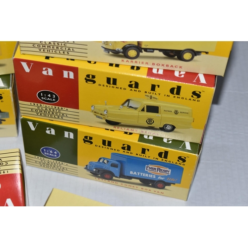 363 - TWELVE BOXED VANGUARDS 1:64 AND 1:43 SCALE DIECAST MODEL VEHICLES, this is split into ten 1:64 scale... 