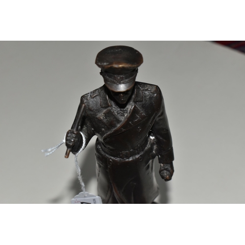 401 - A BRONZE FIGURE OF FIELD MARSHALL KARL RUDOLF GERD VON RUNDSTEDT, the German WWII officer surmountin... 