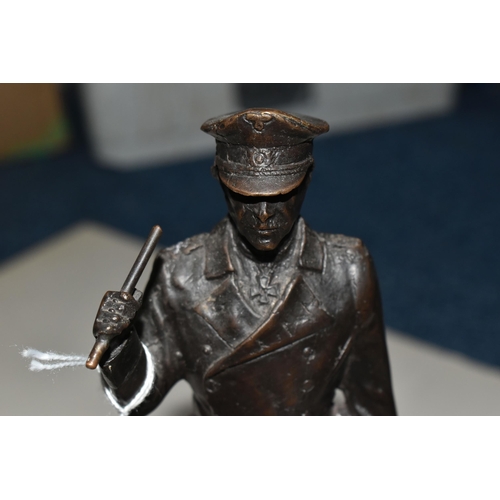 401 - A BRONZE FIGURE OF FIELD MARSHALL KARL RUDOLF GERD VON RUNDSTEDT, the German WWII officer surmountin... 