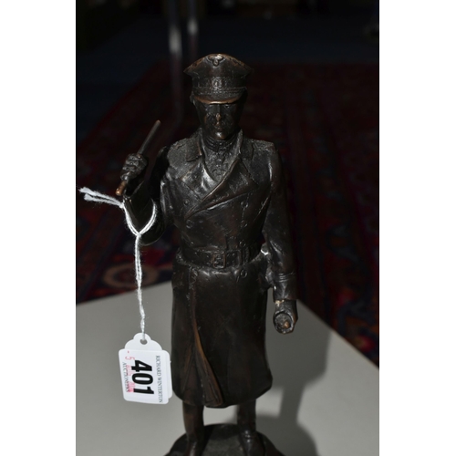 401 - A BRONZE FIGURE OF FIELD MARSHALL KARL RUDOLF GERD VON RUNDSTEDT, the German WWII officer surmountin... 