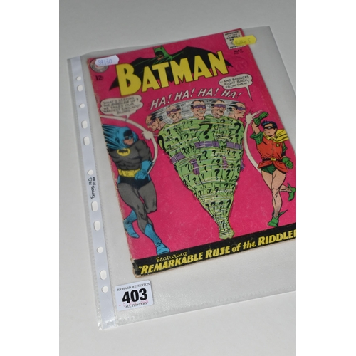 403 - A BATMAN NO.171 DC COMIC, first Silver Age appearance of The Riddler, inspired the pilot episode of ... 