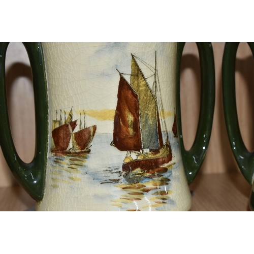 409 - TWO ROYAL DOULTON SERIESWARE LOVING CUPS, comprising 'The Battle of Hastings 1066, from The Bayeux T... 