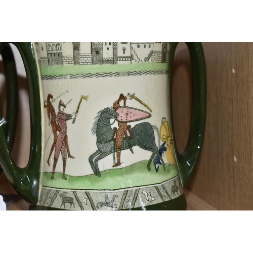 409 - TWO ROYAL DOULTON SERIESWARE LOVING CUPS, comprising 'The Battle of Hastings 1066, from The Bayeux T... 