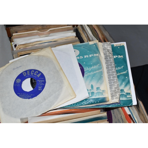 428 - ONE BOX OF 1950's ROCK AND ROLL, 45 R.P.M SINGLES, approximately one hundred and fifty singles to in... 