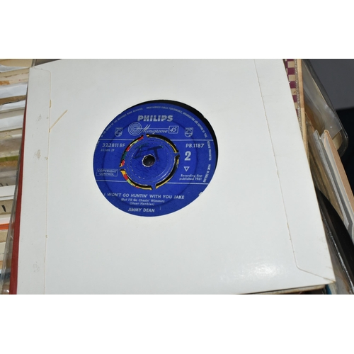 428 - ONE BOX OF 1950's ROCK AND ROLL, 45 R.P.M SINGLES, approximately one hundred and fifty singles to in... 