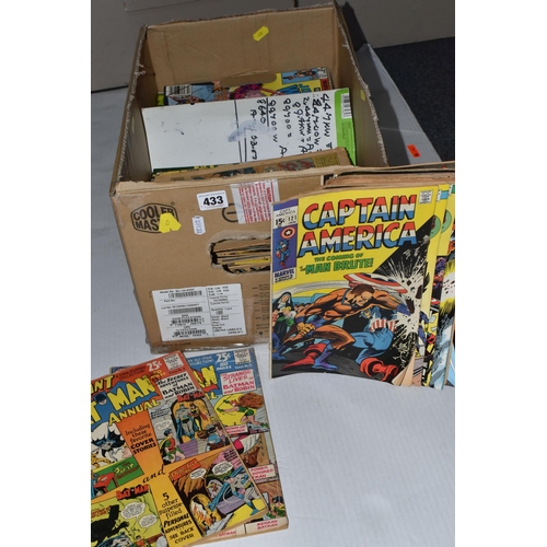 433 - A BOX OF MARVEL AND DC COMICS, almost 150 comics from Iron Man, Batman, Daredevil, Detective Comics,... 