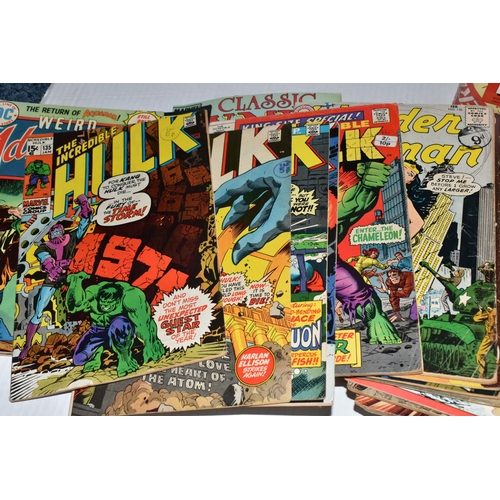 435 - A BOX OF MARVEL AND DC COMICS, almost 80 comics from X-Men, Wonder Woman, The Incredible Hulk, Tales... 