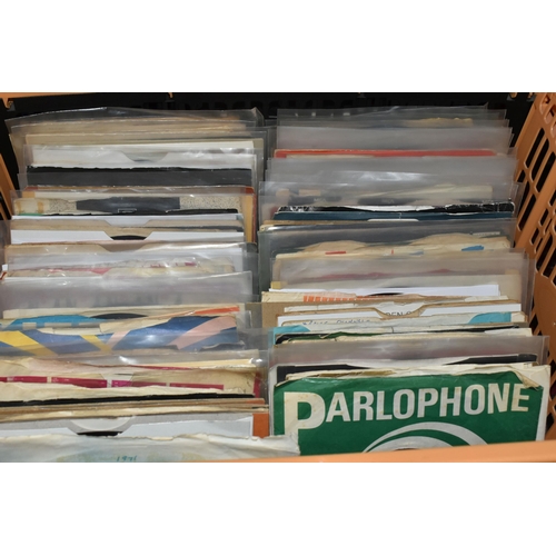 436 - TWO BOXES OF APPROXIMATELY 300 45 R.P.M SINGLE RECORDS, to include artists, Pat Boon, Black Sabbath,... 