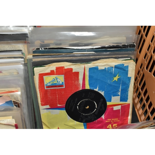 436 - TWO BOXES OF APPROXIMATELY 300 45 R.P.M SINGLE RECORDS, to include artists, Pat Boon, Black Sabbath,... 