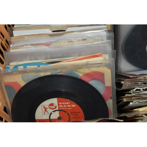 436 - TWO BOXES OF APPROXIMATELY 300 45 R.P.M SINGLE RECORDS, to include artists, Pat Boon, Black Sabbath,... 