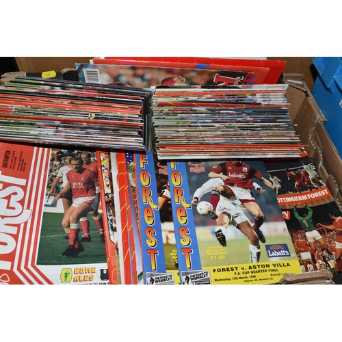 442 - TWO BOXES OF POSTCARDS AND FOOTBALL PROGRAMMES, to include a box of mainly mid to late twentieth cen... 