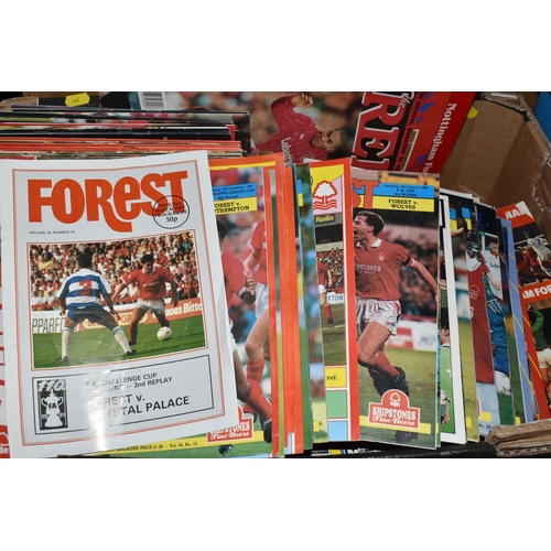 442 - TWO BOXES OF POSTCARDS AND FOOTBALL PROGRAMMES, to include a box of mainly mid to late twentieth cen... 