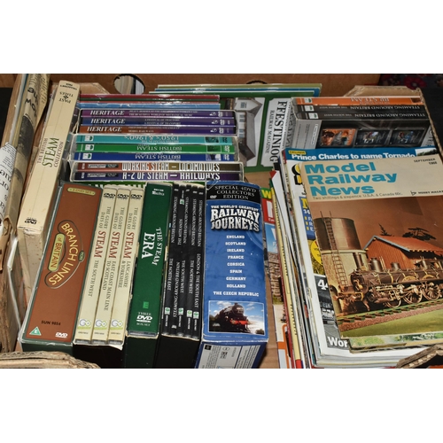 445 - FIVE BOXES OF BOOKS, MAGAZINES, DVDS & SLIDES containing over fifty miscellaneous book titles, a lar... 