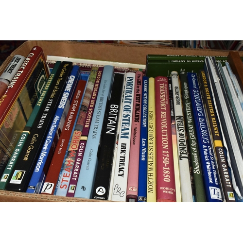 445 - FIVE BOXES OF BOOKS, MAGAZINES, DVDS & SLIDES containing over fifty miscellaneous book titles, a lar... 