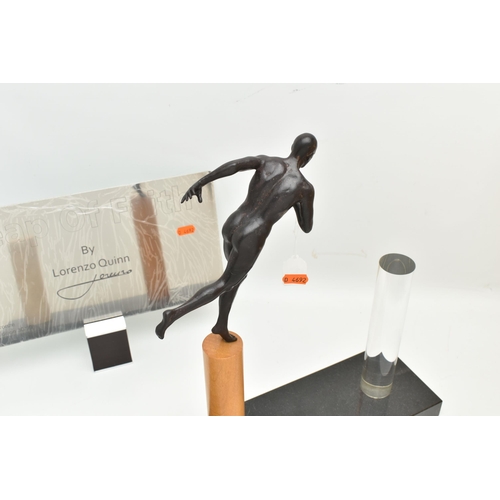 446 - A SCULPTURE BY LORENZO QUINN (1966 -) 'LEAP OF FAITH (BRONZE)'numbered 30/99(on the figures leg) fig... 