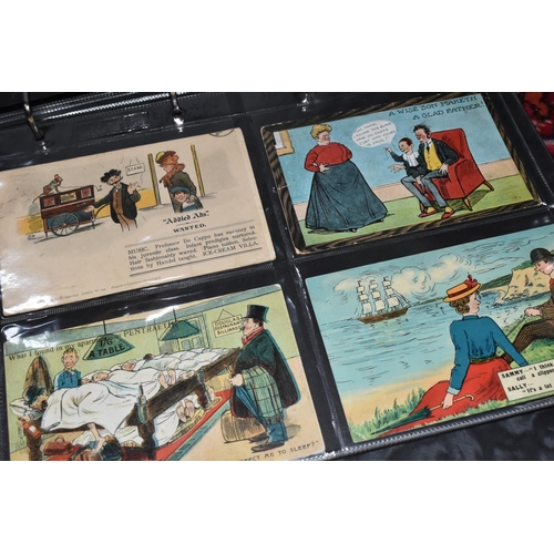 453 - TWO ALBUMS containing 112 early 20th century Postcards, 60 of which are dated between 1903 -1906, su... 