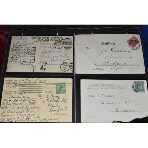 453 - TWO ALBUMS containing 112 early 20th century Postcards, 60 of which are dated between 1903 -1906, su... 