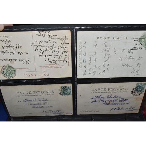 453 - TWO ALBUMS containing 112 early 20th century Postcards, 60 of which are dated between 1903 -1906, su... 