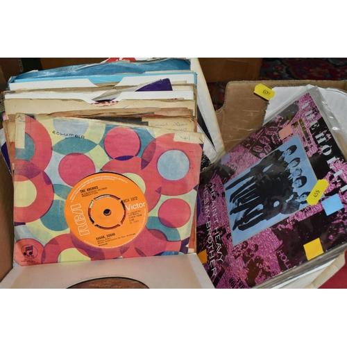 455 - TWO BOXES OF 45 R.P.M RECORDS, approximately 300, 1960's, 1970's, rock and roll, pop, rock ballads, ... 