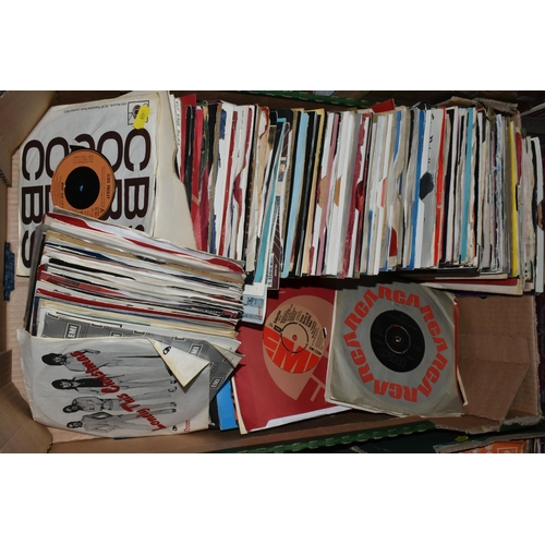 455 - TWO BOXES OF 45 R.P.M RECORDS, approximately 300, 1960's, 1970's, rock and roll, pop, rock ballads, ... 