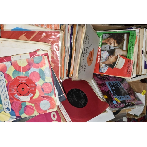 455 - TWO BOXES OF 45 R.P.M RECORDS, approximately 300, 1960's, 1970's, rock and roll, pop, rock ballads, ... 