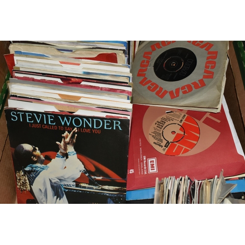 455 - TWO BOXES OF 45 R.P.M RECORDS, approximately 300, 1960's, 1970's, rock and roll, pop, rock ballads, ... 