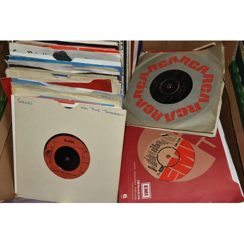 455 - TWO BOXES OF 45 R.P.M RECORDS, approximately 300, 1960's, 1970's, rock and roll, pop, rock ballads, ... 