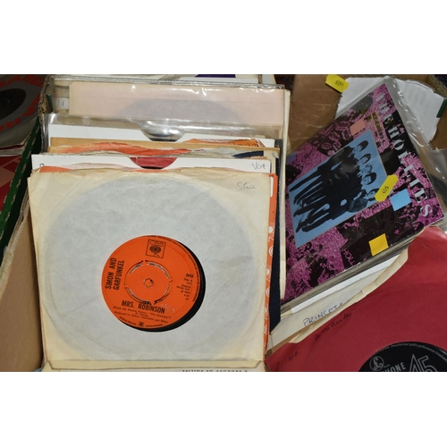 455 - TWO BOXES OF 45 R.P.M RECORDS, approximately 300, 1960's, 1970's, rock and roll, pop, rock ballads, ... 