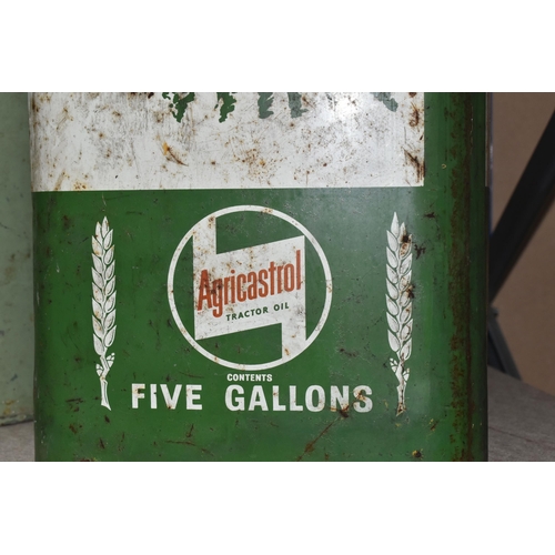 470 - AN AGRICASTROL TRACTOR OIL PYRAMID CAN, with a vintage Ignex Fire Extinguisher and a repainted Oil/P... 