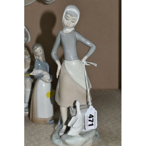 471 - A GROUP OF LLADRO DAISA FIGURES to include a Girl with Milk Pail No. 4682, a Girl with Lantern No. 4... 