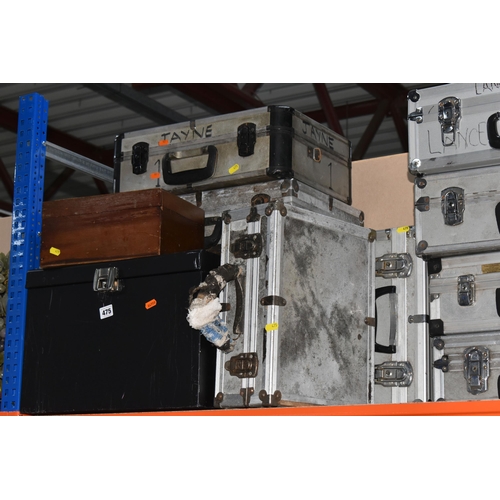 475 - A GROUP OF ELECTRICAL CASES eleven flight cases, a wooden box, and a metal case (13) (Condition Repo... 