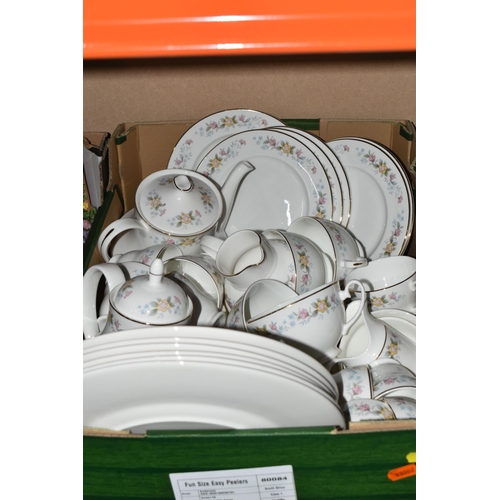 481 - FIVE BOXES OF CERAMIC KITCHENWARE AND ORNAMENTS to include a Royal Doulton Sonnet tea set comprising... 