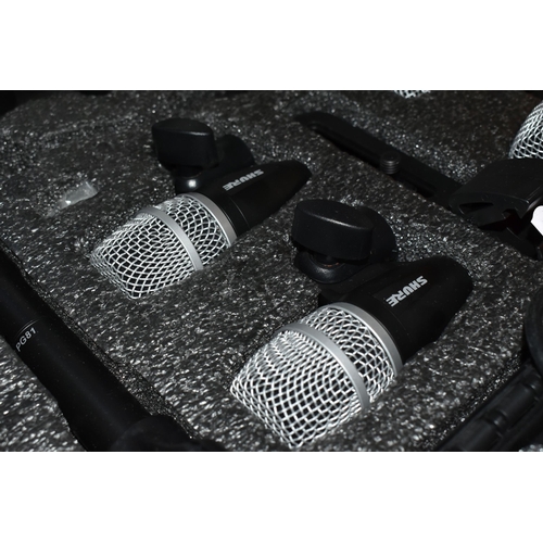 482 - A SHURE PG DRUM MIC KIT to include six microphones in original carry case and box , six XLR cables i... 