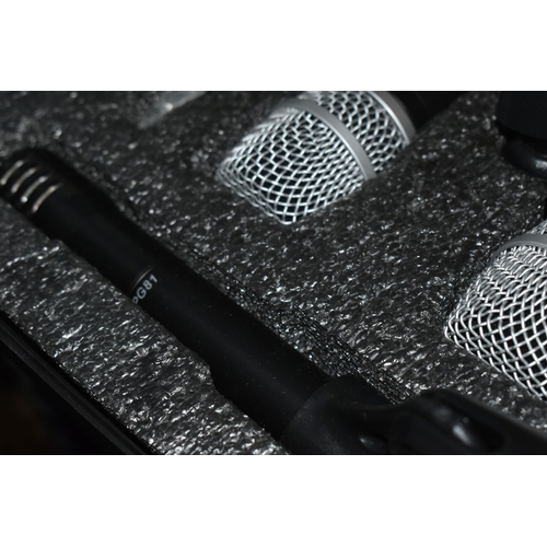 482 - A SHURE PG DRUM MIC KIT to include six microphones in original carry case and box , six XLR cables i... 