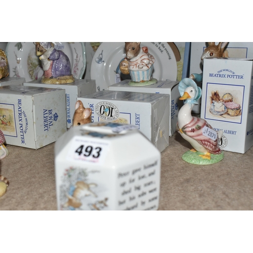 493 - A COLLECTION OF THE WORLD OF BEATRIX POTTER COLLECTABLES, included is Wedgwood Peter Rabbit money bo... 