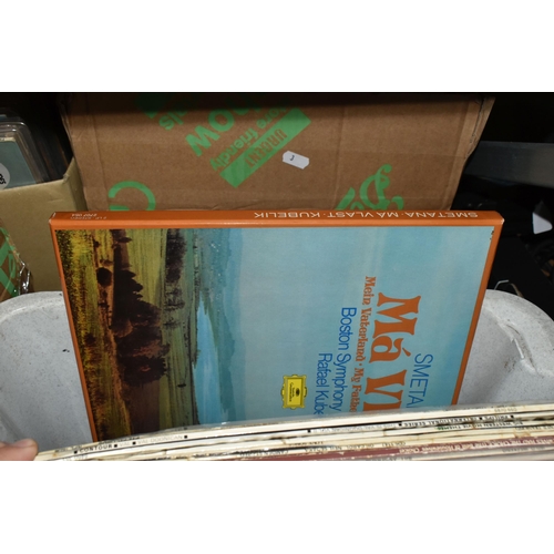 497 - FIVE BOXES OF LPs, to include, classical, theatre/movie soundtracks, country, love songs, etc. (sd),... 