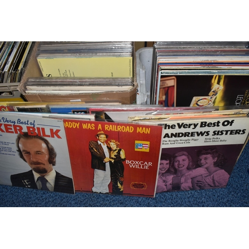 497 - FIVE BOXES OF LPs, to include, classical, theatre/movie soundtracks, country, love songs, etc. (sd),... 