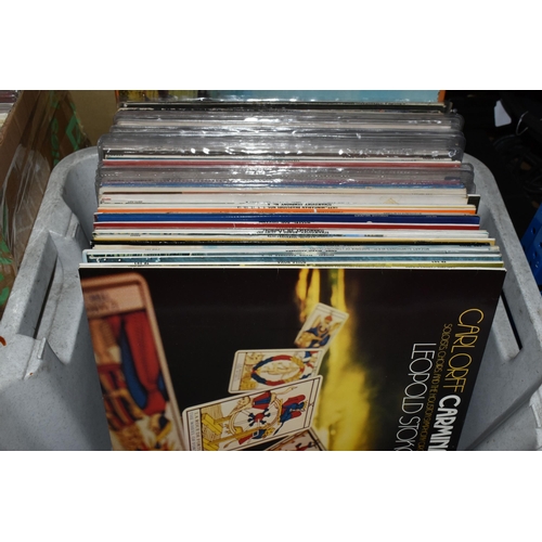 497 - FIVE BOXES OF LPs, to include, classical, theatre/movie soundtracks, country, love songs, etc. (sd),... 