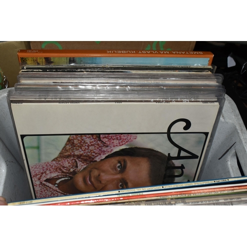 497 - FIVE BOXES OF LPs, to include, classical, theatre/movie soundtracks, country, love songs, etc. (sd),... 