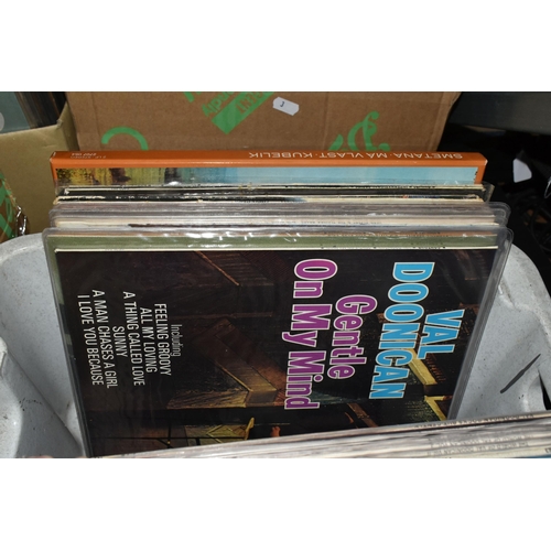 497 - FIVE BOXES OF LPs, to include, classical, theatre/movie soundtracks, country, love songs, etc. (sd),... 