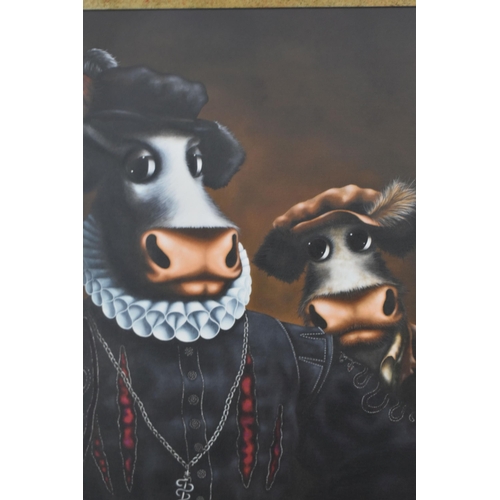 504 - CAROLINE SHOTTON (BRITISH 1973) 'BLACK UDDER AND BULLDRICK' a signed limited edition print on canvas... 