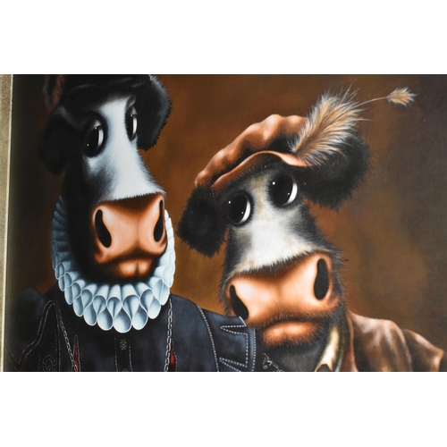 504 - CAROLINE SHOTTON (BRITISH 1973) 'BLACK UDDER AND BULLDRICK' a signed limited edition print on canvas... 