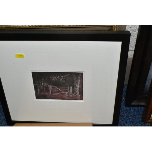 511 - A SMALL QUANTITY OF PAINTINGS AND PRINTS ETC, to include a David Mynett pastel landscape depicting f... 