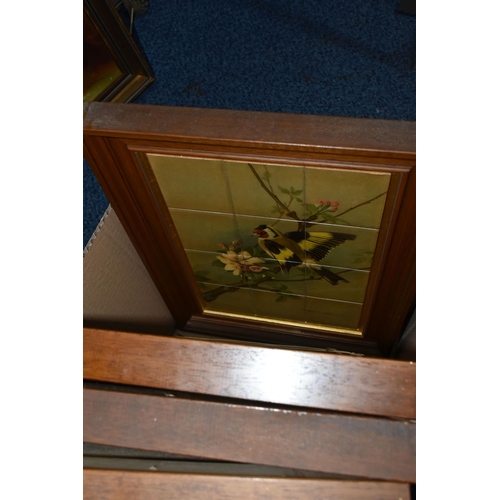 515 - A BOX AND LOOSE PICTURE AND PRINTS, to include four Basil Ede framed tile pictures of birds, a Jimmy... 