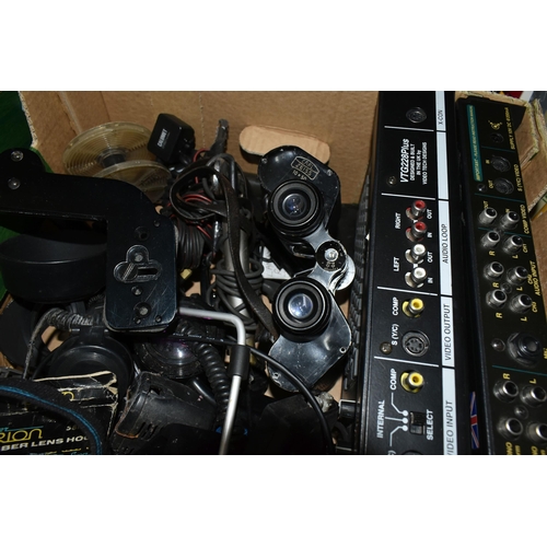 522 - THREE BOXES OF ELECTRONICS, to include a VTG228 Plus Colour Video Title Generator, a VEC1070 High Re... 