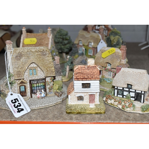 534 - A GROUP OF EIGHT LILLIPUT LANE COTTAGE SCULPTURES, comprising Miniature Masterpieces 'Three Feathers... 