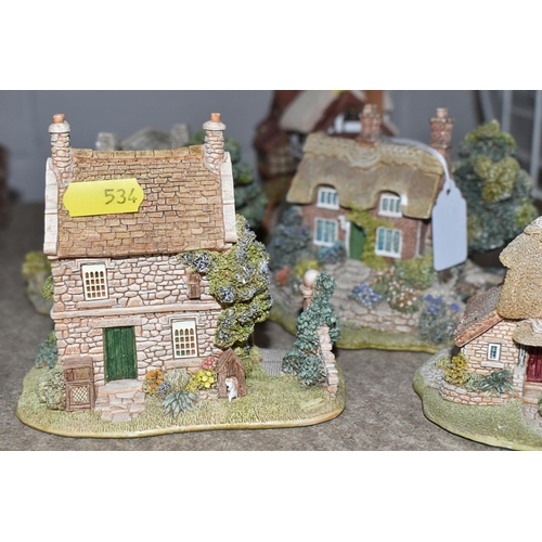 534 - A GROUP OF EIGHT LILLIPUT LANE COTTAGE SCULPTURES, comprising Miniature Masterpieces 'Three Feathers... 