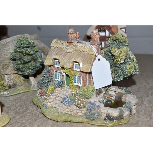 534 - A GROUP OF EIGHT LILLIPUT LANE COTTAGE SCULPTURES, comprising Miniature Masterpieces 'Three Feathers... 