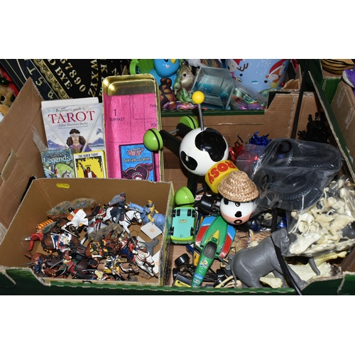 538 - FIVE BOXES AND LOOSE TOYS to include a large quantity of Del Prado cavalry figures, three sets of Ta... 