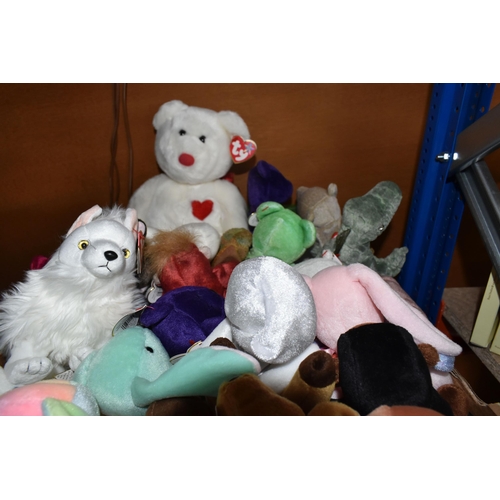 564 - ONE BOX OF TY BEANIE BABIES AND THREE FURBIE BABIES, to include three Furbie Babies from the 2000s, ... 